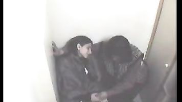 cleavage in black lingerie while sucking her boyfriend cock during oral sex foreplay in this MMS