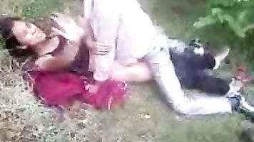 Young indian village couple fucking in forest caught by their friends recording their act!.