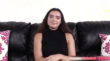 Young newcomer Ava receives cum in mouth after audition sex