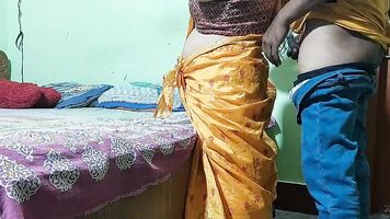 Today Salu Bhabhi was looking beautiful in a yellow saree. husband fucks a lot