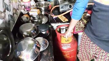 Fucked Bhabiji working in the kitchen when no one was in the house! in real hindi voice