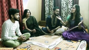 Amazing sexy sex..Tamil cute bhabhi swaping with Hindi cute family sex