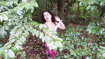 Chesty Student Girl ExpressiaGirl Fingers and Cums Outdoor Workout in Public Park under the Rain!