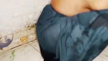 Village Indian aunty had a lot of fun by massaging her penis after bath.